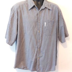COLUMBIA | Men's Button Down Shirt Grey Black Size Large